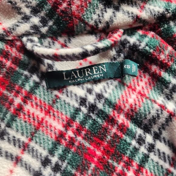 Lauren Ralph Lauren Fleece Robe Women Size XS Plaid Light Pocket Long Sleeve Tie - Picture 12 of 13
